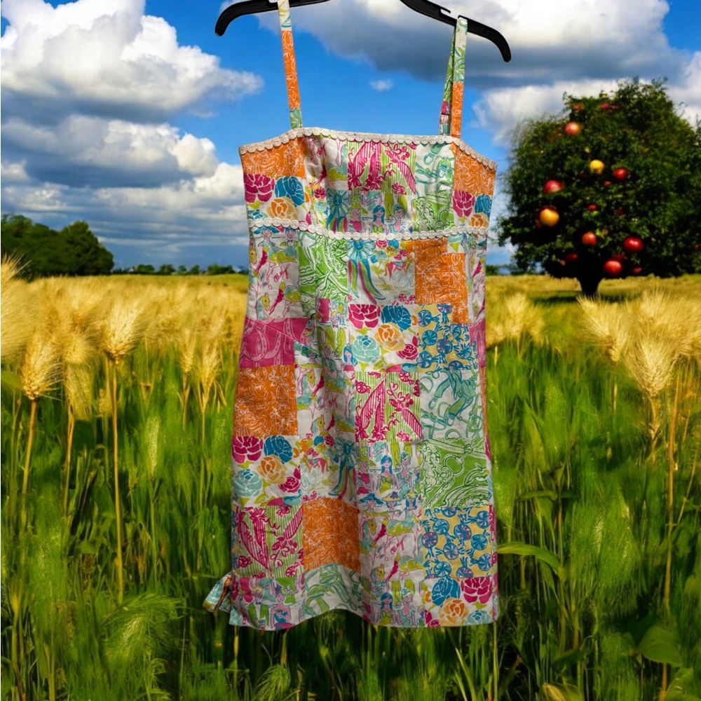 Lilly Pulitzer original Bel Air dress Carsonâs Grandstand patch print size 6